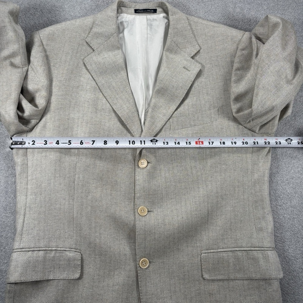Salvatore Ferragamo 100% Silk Herringbone Blazer Sport Coat Size 54 IT 44R US - Picture 14 of 16